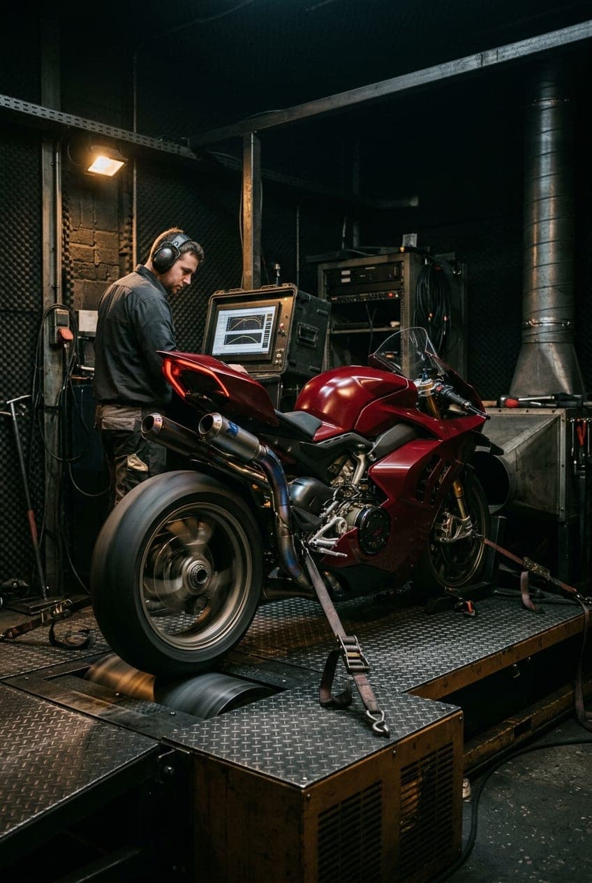 Ducati Panigale V4R on the dyno